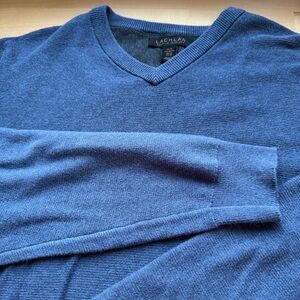 Lachlan Sweater Mens XL Blue British Inspired V Neck Pullover Blue/Gray